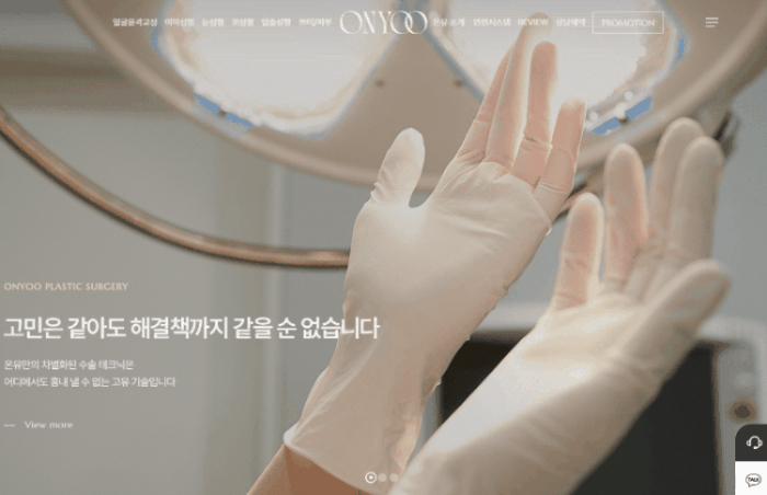 성형외과 홈페이지 제작, 고급스러운 분위기, 메인페이지, 홈페이지 톤을 결정하는 메인