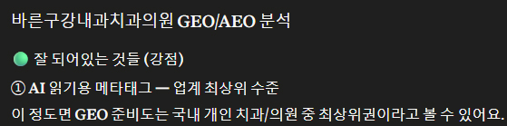 바른구강내과치과 GEO 분석 결과